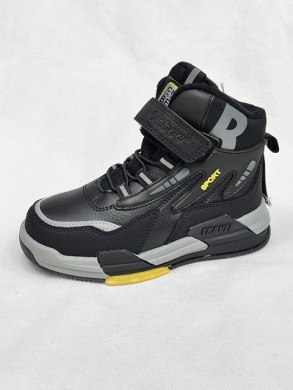 Buty sportowe chłopięce ocieplane (26-31) P812-1 BLACK/YELLOW