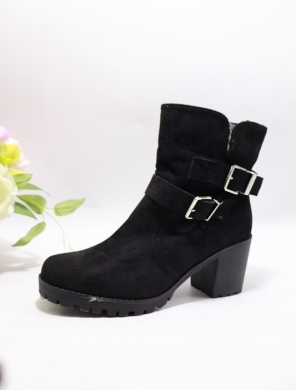 Botki damskie ocieplane na obcasie (36-41) 1446-2 BLACK