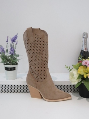 Kozaki damskie na obcasie (36-41) 8689 KHAKI