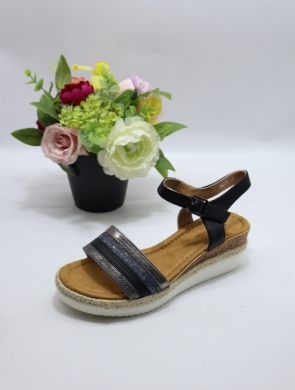 Sandały damskie na koturnie (36-41) F6519 BLACK
