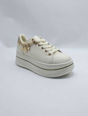 Buty sportowe damskie na płaskim (36-41) B2031 BEIGE/GOLD