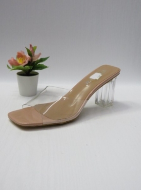 Klapki damskie na obcasie (36-41) D243 NUDE