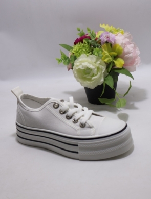 Trampki damskie na płaskim (36-41) K1738 WHITE