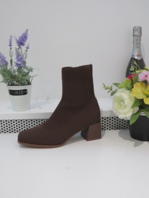 Botki damskie na obcasie (36-41) 9503 BROWN