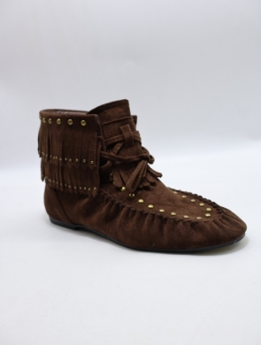 Botki damskie na płaskim (36-41) H8-983 BROWN