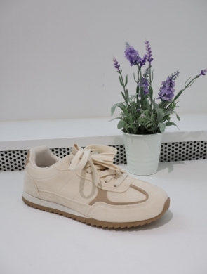 Buty sportowe damskie na płaskim (36-41) 9050 BEIGE