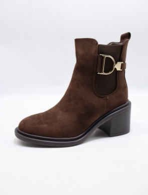 Botki damskie ocieplane na obcasie (36-41) FR832 BROWN