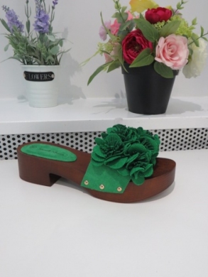 Klapki damskie na obcasie (36-41) LA177 GREEN