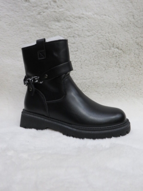 Botki damskie ocieplane na płaskim (36-41) E8213-1 BLACK