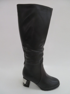 Kozaki damskie ocieplane na obcasie (36-40) BA112-1 BLACK