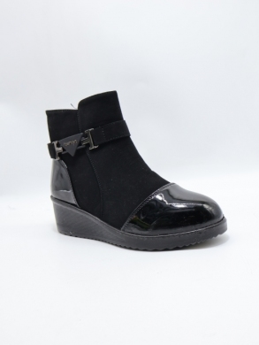 Botki damskie ocieplane na koturnie (36-42) W118 BLACK