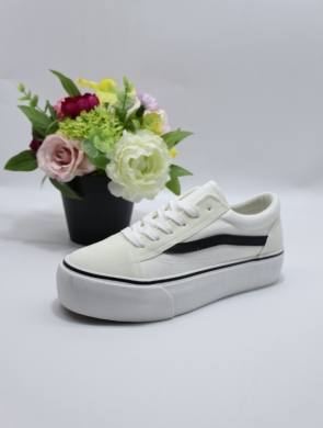Trampki damskie na płaskim (36-41) 7SP729-LS WHITE/BLACK