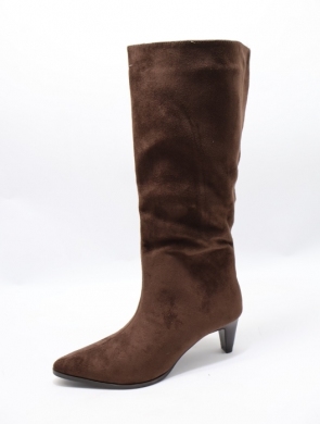 Kozaki damskie ocieplane na obcasie (36-41) 6377 BROWN