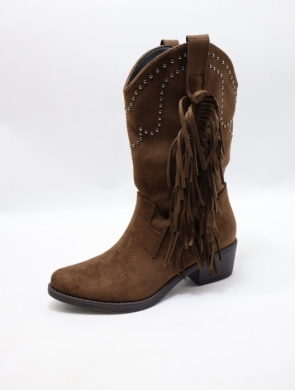 Kozaki damskie na obcasie (36-41) RQ538 BROWN
