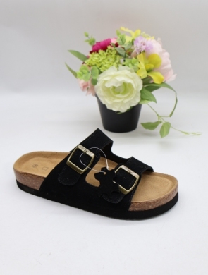 Klapki damskie na płaskim (36-41) 2832 BLACK SKORA