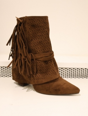 Botki damskie na obcasie (36-41) 2560A BROWN