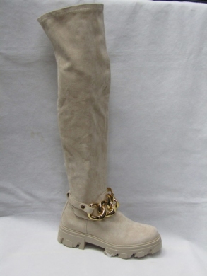 Kozaki damskie na płaskim (36-41) DE1085S BEIGE