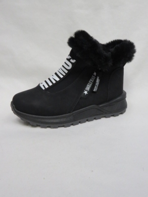 Botki damskie ocieplane na płaskim (36-41) 9130-21 BLACK