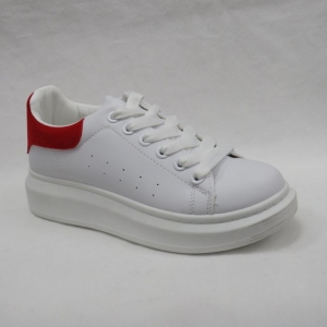 Buty sportowe damskie na płaskim (36-41) 2018-59 WHITE/RED