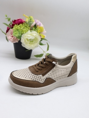 Buty sportowe damskie na płaskim (36-41) BK-618 BEIGE/BROWN