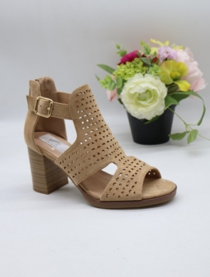 Sandały damskie na obcasie (36-41) 6295 KHAKI