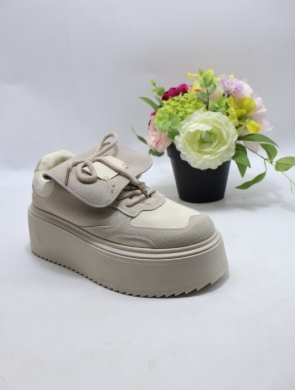 Buty sportowe damskie na płaskim (36-41) 9017 BEIGE