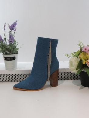 Botki damskie na obcasie (36-41) 9539 NAVY