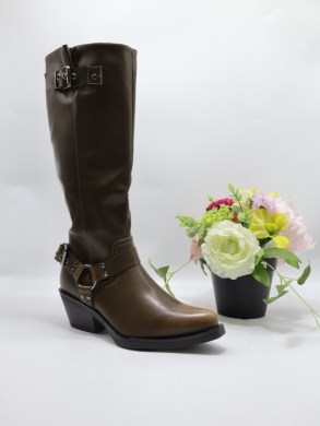 Kozaki damskie ocieplane na obcasie (36-41) AXHX-66 KHAKI