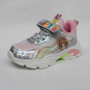 Buty sportowe dziewczęce (26-31) E140 SILVER/PINK