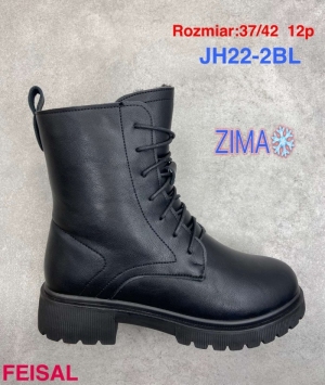 Botki damskie ocieplane na płaskim (37-42) JH22-2 BLACK